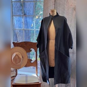 Elizabeth Suzann Cocoon Coat - Black Cotton Canvas